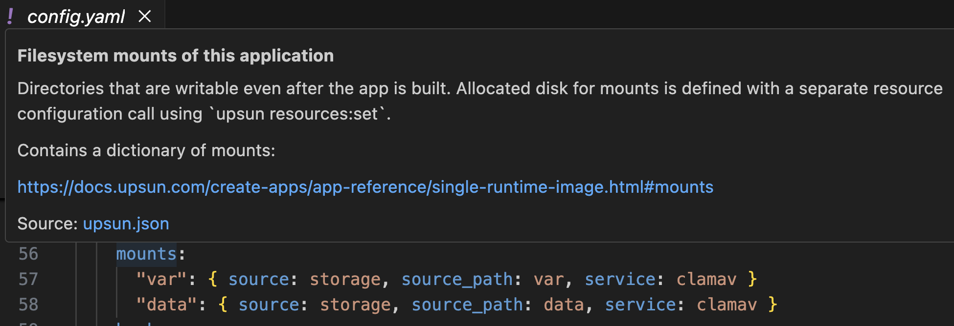 Get instant info and documentation on any Upsun YAML setting